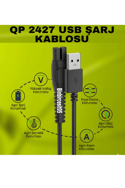 efmues QP2724 QP2834 QP1924 MG9520 şarj kablosu oneblade QP2427 USB şarj kablosu