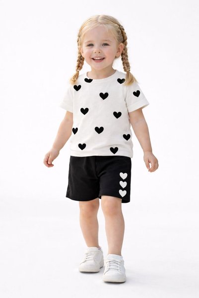 Milanlı Kids Girls' T-Shirt Shorts 3-Piece Set Summer Cotton
