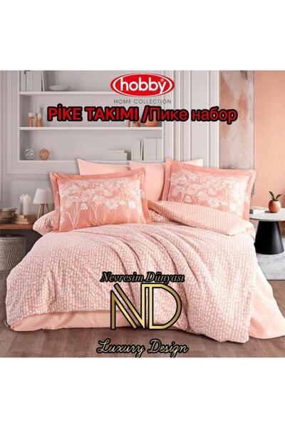 Hobby Σετ Ποπλίνα Πάικ Διπλό Βελούρα Τερακότα