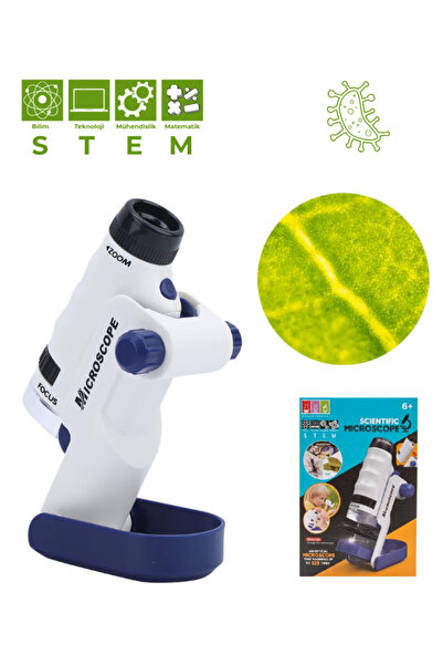 Temel Taşınabilir Işıklı Stantlı Çocuk Mikroskobu 60x 120x, STEM Eğitim ve Ke...