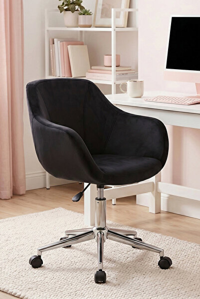 Focus Computer And Work Chair Chrome Star Legged Black Fabric