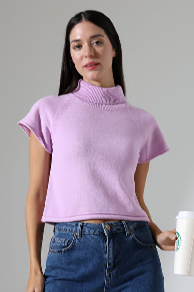 Lavinza Balıkçı Yaka Kısa Kollu Triko Kazak Kadın Slim Fit Yumuşak Dokulu Şık...
