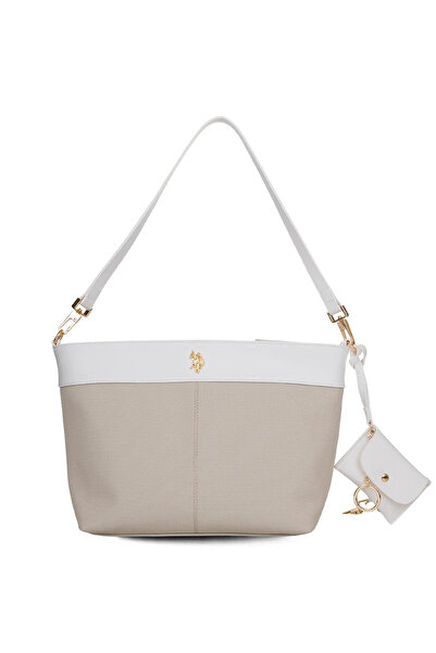 U.S. Polo Assn. Γυναικεία Τσάντα Ώμου Πέτρινο-Λευκό US26277 – Καθημερινό Κομψ...