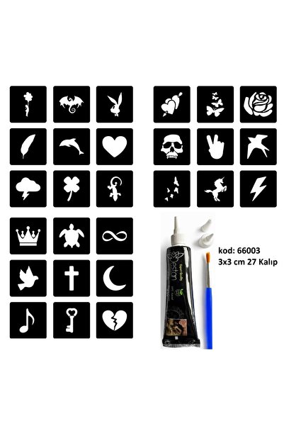 Airbrush Tattoo Hint Kınası ve Şablonla Geçici Dövme Yapma Seti Set 3