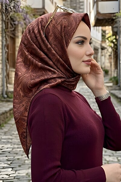İmajButik وشاح بوردو تريند ديجيتال تويل- رايون كريستال