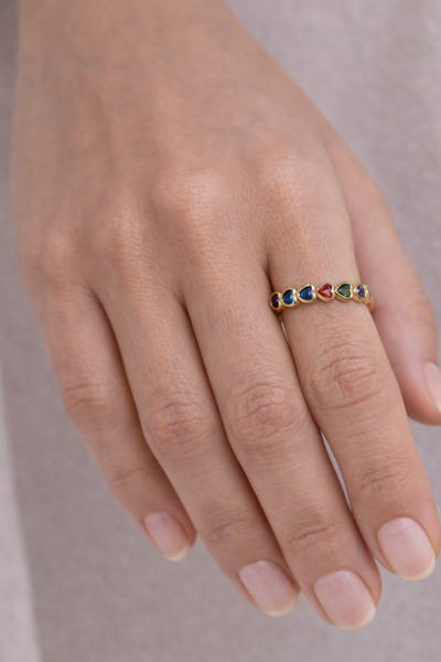 Arthesia Jewelry Renkli Kalp Taşlı Yüzük – Minimal Çoklu Kalp Tasarım | Karar...