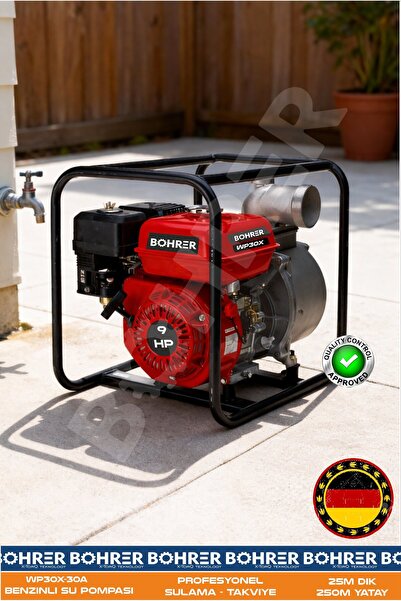 BÖHRER 7.5HP 80A 3 PARMAK BENZİNLİ SANTRİFÜJ SULAMA BAHÇE HAVUZ DERE SU POMPA...