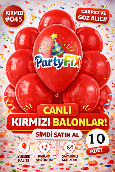 BALON DİYARI 10 Adet Kırmızı Premium Lateks Balon | Dayanıklı Organizasyon Ba...