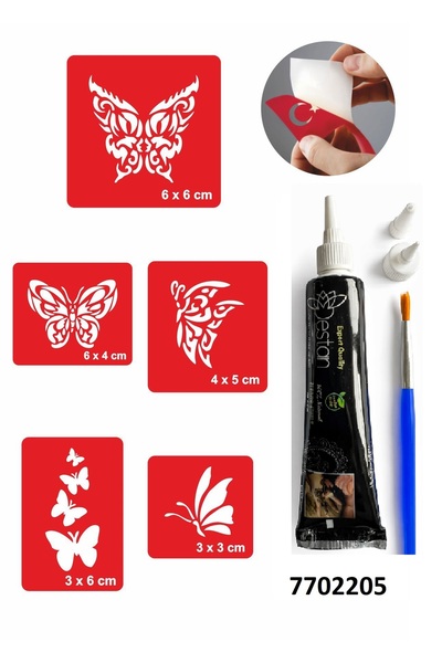 Airbrush Tattoo Hint Kınası ve Şablonla Geçici Dövme Yapma Seti Set 16
