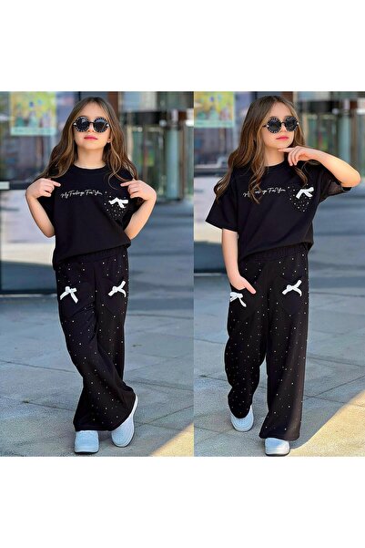 Bambam Κοριτσίστικο Σετ Μπλουζάκι και Παντελόνι με Λεπτομέρεια Φιόγκου από Μα...