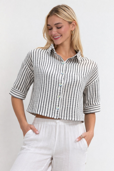 Heaven Ephesus Πουκάμισο Κροπ Μουσελίνας - Γυναικείο Πουκάμισο Κροπ -1225