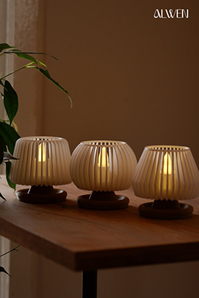 Alwen ORİON S1 | Dekoratif Led Tealight Mumluk | Masaüstü Aydınlatma | 3'lü S...