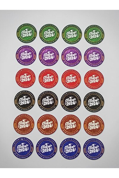 Armada 24-Piece Graduation Themed Class of 2026 Sticker Label 4 cm – Shiny Mi...