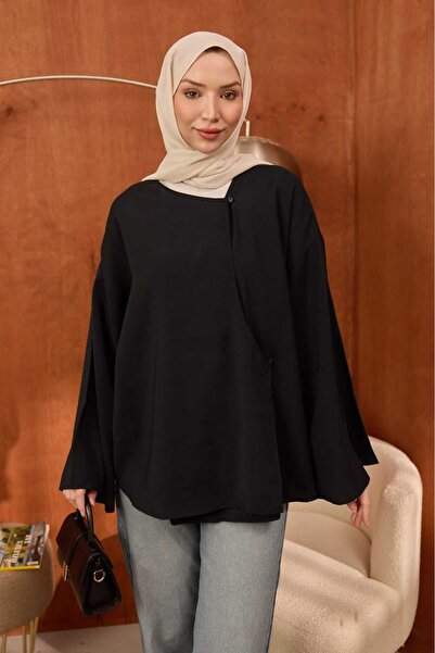 İmajButik Μαύρο μπροστινό δεμένο κιμονό