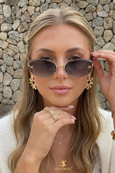 MACERATİ Jewells Women's Ellipse Black Ultra Light Black Sunglasses with Uv40...