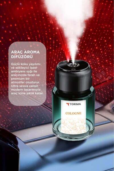 Bagajon TCF-02 Araç İçi Aroma Difüzörü Lazerli Akıllı Sensör Şarjlı Cologne E...