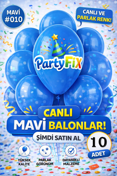 BALON DİYARI 10 Adet Mavi Premium Lateks Balon | Dayanıklı Organizasyon Balonu