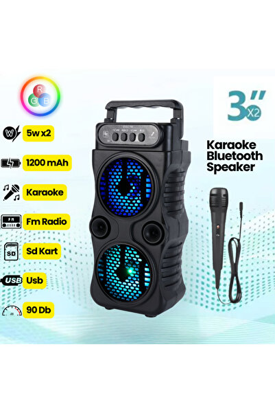 wiks Karaoke Mikrofonlu Bluetooth Parti Hoparlörü | Işıklı Ses Bombası | Rady...