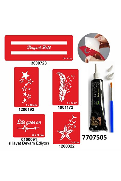 Airbrush Tattoo Hint Kınası ve Şablonla Geçici Dövme Yapma Seti Set 39