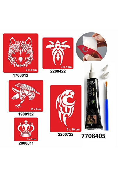 Airbrush Tattoo Hint Kınası ve Şablonla Geçici Dövme Yapma Seti Set 43