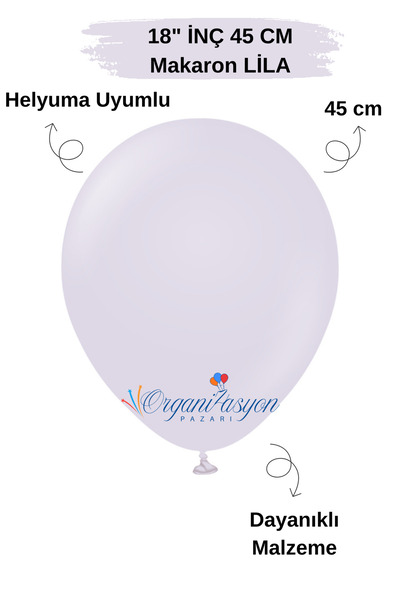Organizasyon Pazarı 18 Inch 45 cm Balloon |   Big Size Balloon |   Makaron Lila