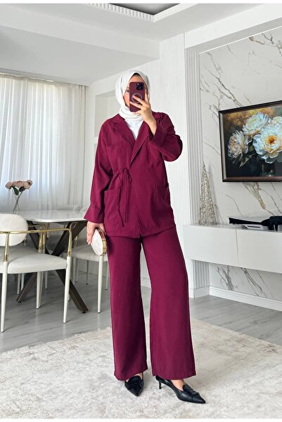 Generic Brand Set pantaloni tunică cu buzunare și legături