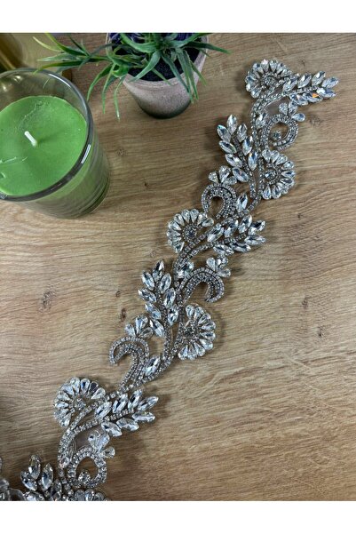 jasmina store Kristal taşlı çiçek desen detaylı şık taşlı yapışma şerit (1mt)