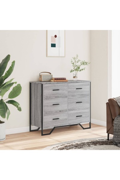 vidaxl Συρταριέρα Γκρι Sonoma 91x35,5x74,5 εκ, από Επεξεργ, Ξύλο