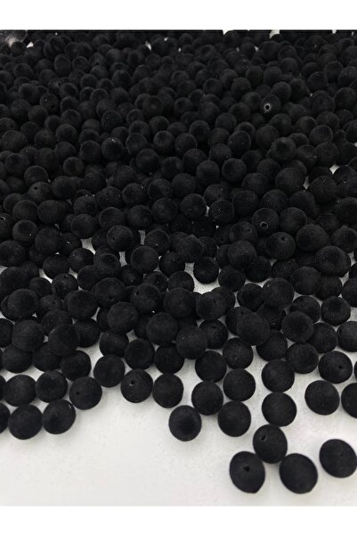 Hedef Bijuteri 10mm Siyah Renk Kadife Boncuk, Takı Yapım, Çanta Boncuğu (100 gr, ~180 Adet)