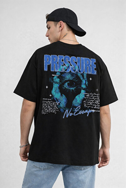 YOLO STREET Unisex Oversize Μαύρο T-Shirt – Με στάμπα  "Pressure / No Escape ...