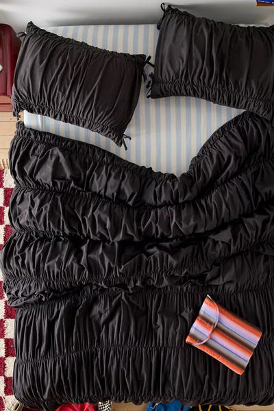 İQON Σετ Παπλωματοθήκη Μονή Πλισέ Μαύρο