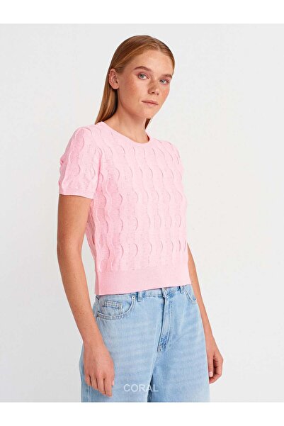 Coral Crew Neck Blouse 10788 Pink