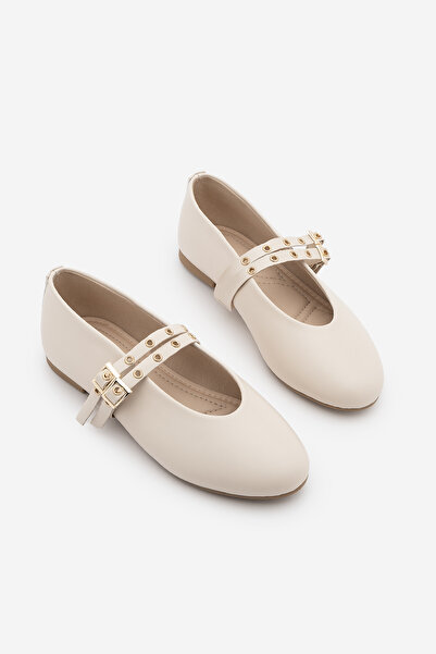 Marjin Γυναικείες μπαλαρίνες με διπλό λουράκι Troc Daily Bekosa Ecru
