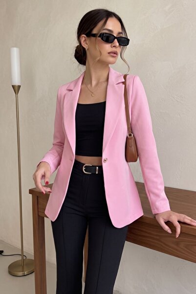 armonika Γυναικείο Πούδρα Ροζ Μπουφάν με Ένα Κουμπί ARM-20K001020