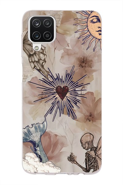 FLAMENKO Samsung Galaxy A22 / M22 / M32 Compatible Heart and Butterfly Collag...