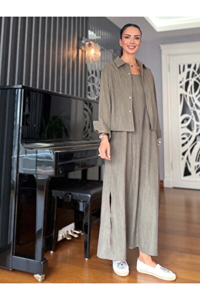 Atelier Derin Χακί Σετ Πουκάμισο με Τιράντες