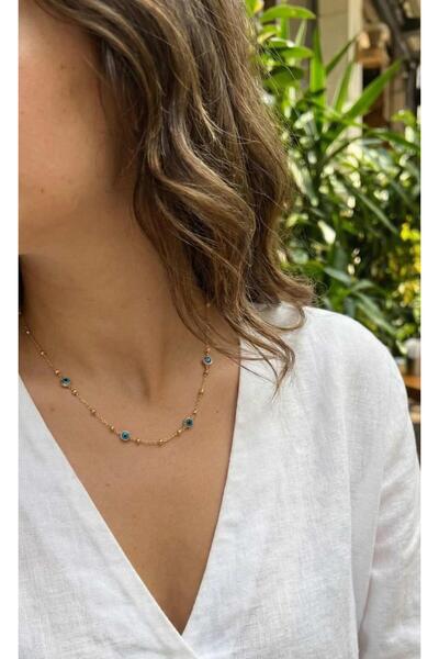 Generic Brand Steel Gold Color Evil Eye and Ball Model Women's Necklace