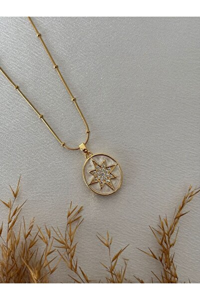 stainless steell Pearlescent Plate Steel Necklace with North Star Figure