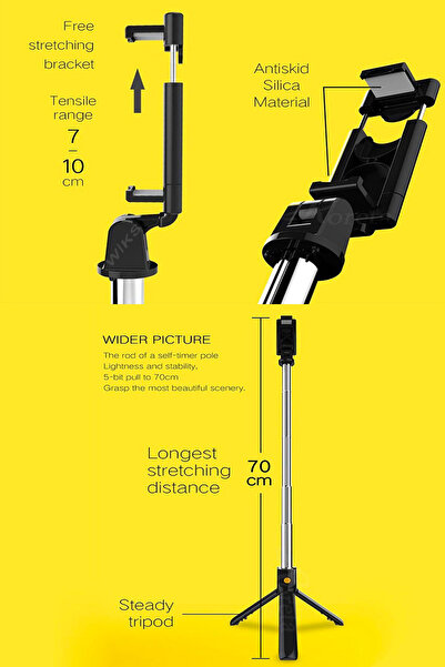 wiks Selfie Çubuğu Tripod Bluetooth Tripot Telefon Tripod Kumandalı Tripod Selfie Çubuğu