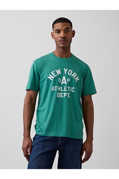 GAP Erkek Yeşil Everyday Soft Relaxed Grafik Baskılı T-Shirt