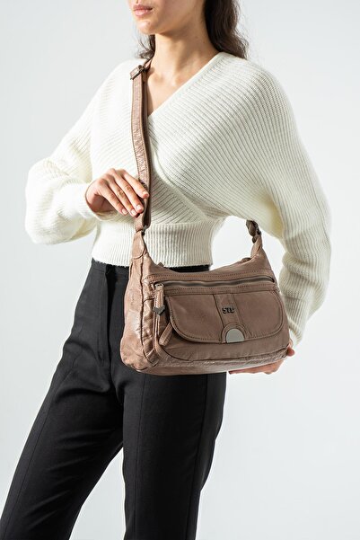 571 Collections Çanta Δερμάτινη τσάντα ώμου με λουράκια, μοντέλο βιζόν: (571-...