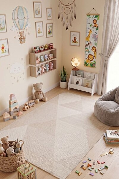 Palmera Trio Modern Bej Halı 120x180 - Leke Tutmaz Yumuşak Dokulu Salon ve Od...
