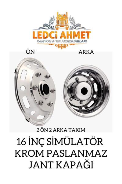 ledci ahmet 16 İNÇ SİMULATÖR JANT KAPAĞI TAKIM ( 2 ÖN 2 ARKA )