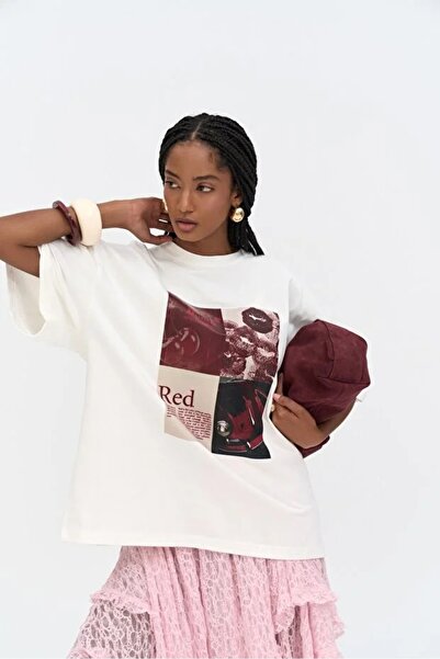 ZAVIXO Γυναικείο μπλουζάκι με στάμπα oversized, 100% βαμβάκι, κομψό και άνετο
