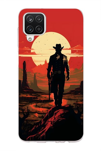 FLAMENKO Samsung Galaxy A22 / M22 / M32 Compatible Cowboy Sunset Pattern Tran...