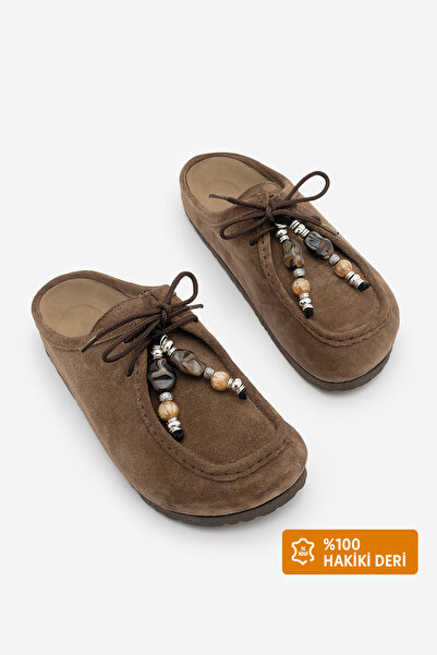 Marjin Γυναικείες παντόφλες από γνήσιο δέρμα Eva με κλειστή μπροστινή σόλα, λ...