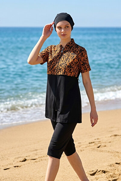 Haliç Mayo Νεανικό Αθλητικό Μαγιό Λύκρα με κοντό μανίκι ημι-καλυμμένο 6643 Μαύρο