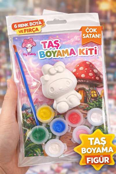 Alesya Taş Boyama Kiti 1 Adet Figür + 6 Renk Boya + Fırça | Çocuklar İçin Eği...