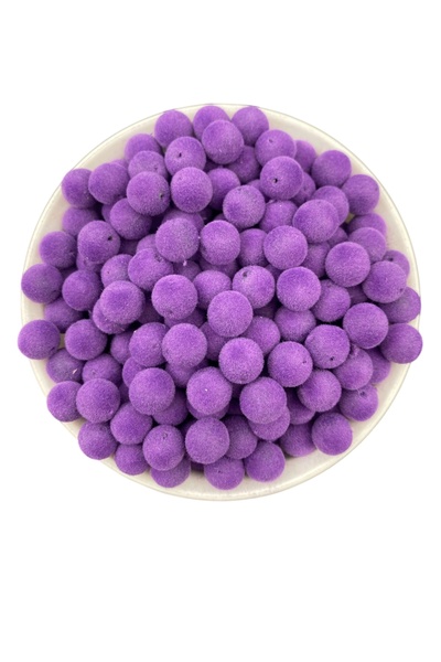 Hedef Bijuteri 10mm Mor / Lila Renk Kadife Boncuk, Takı Yapım, Çanta Boncuğu (100 gr, ~180 Adet)