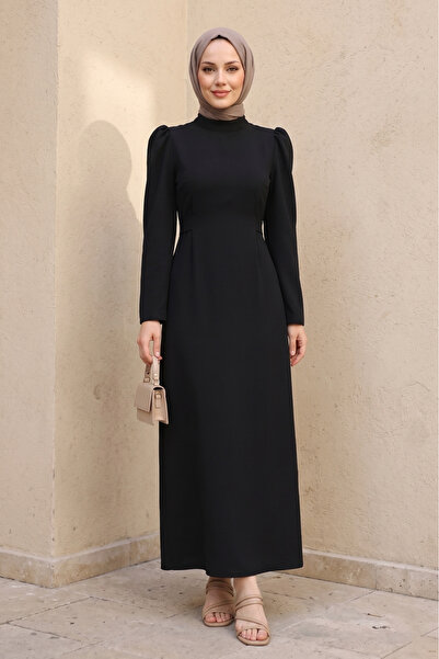 FERHEL Φόρεμα Hakkim Yaka με φερμουάρ στην πλάτη, μανίκια με μανσέτες και μον...